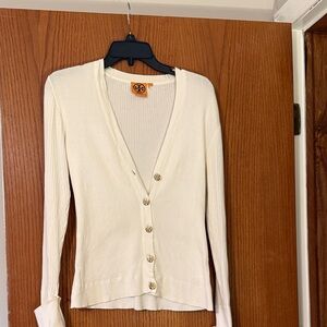 Elegant White Tory Burch Cardigan Sweater
